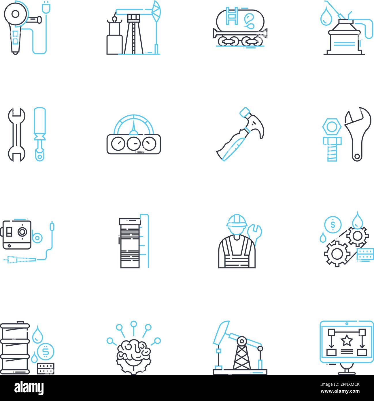 Lineare Symbole für Verarbeitung natürlicher Sprache festgelegt. Analyse, Künstliche Intelligenz, Automatisierung, Chatbots, Klassifizierung, Verständnis Stock Vektor