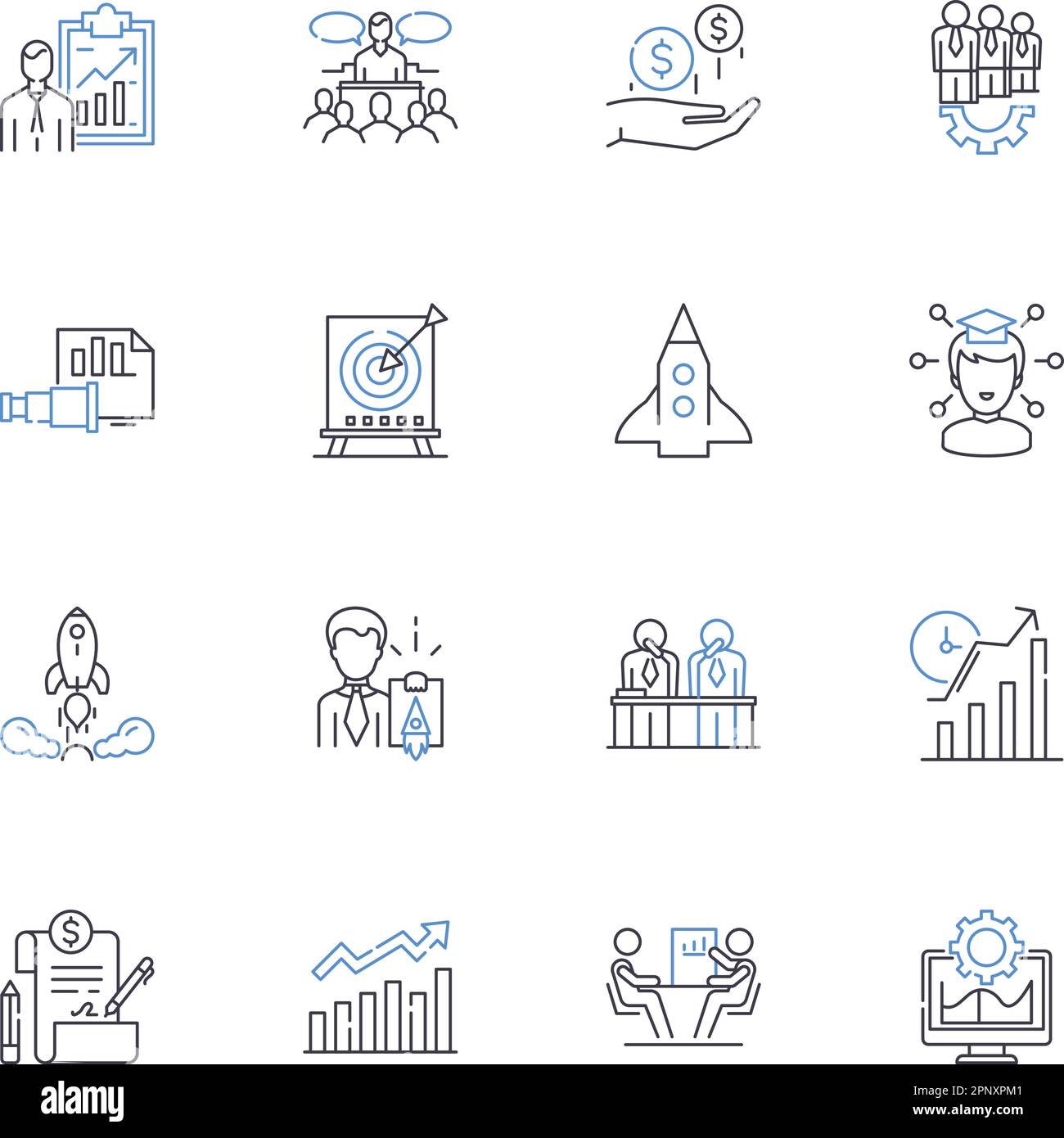 Sammlung der Positionssymbole für Prozesszuordnungen. Flussdiagramm, Analyse, Visualisierung, Verbesserung, Effizienz, Standardisierung, Workflow-Vektor und linear Stock Vektor