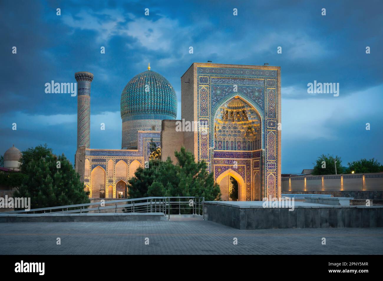 Gur-i Amir Mausoleum Complex des asiatischen Eroberers Temur (auch bekannt als Tamerlane) in Samarkand, Usbekistan Stockfoto