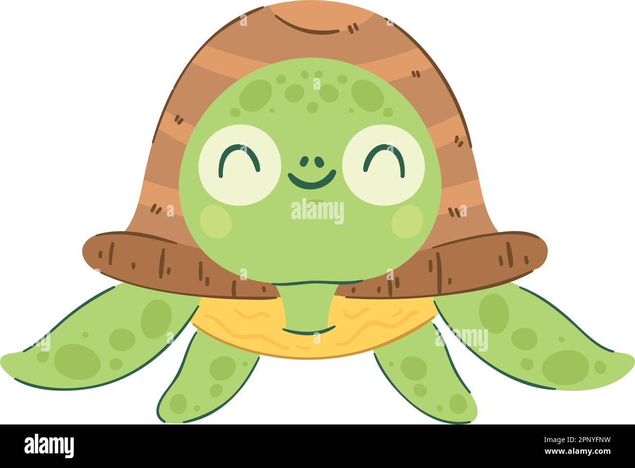 Fröhliche Schildkröten-Illustration über Weiß Stock Vektor