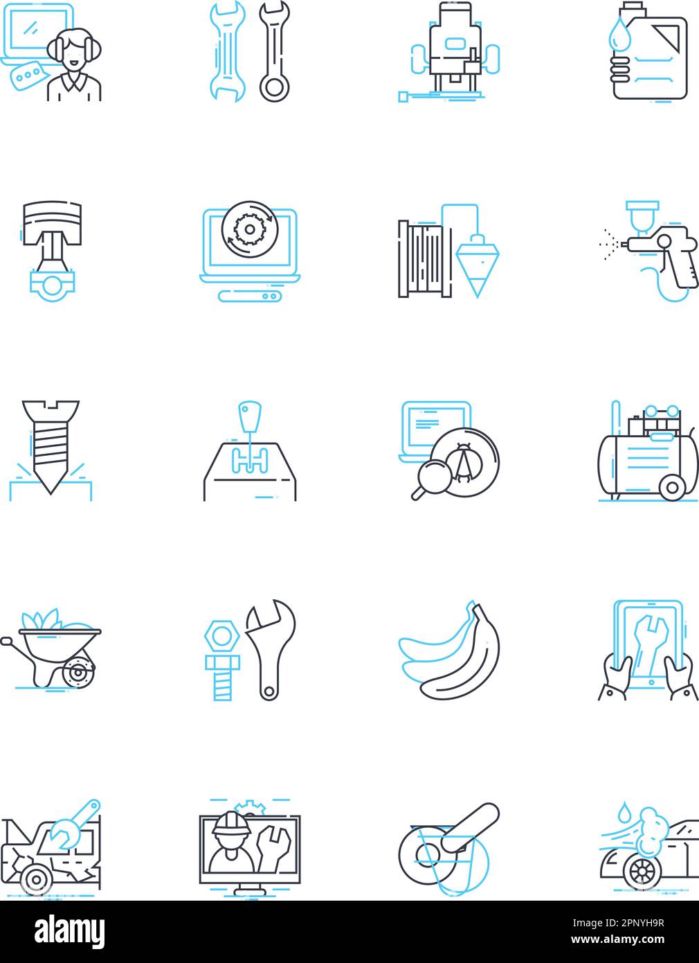 Beibehaltung linearer Symbole festgelegt. Erhaltung, Wiederherstellung, Schutz, Nachhaltigkeit, Erbe, Landschaften, Landschaften, Linienvektoren und Konzeptschilder Stock Vektor