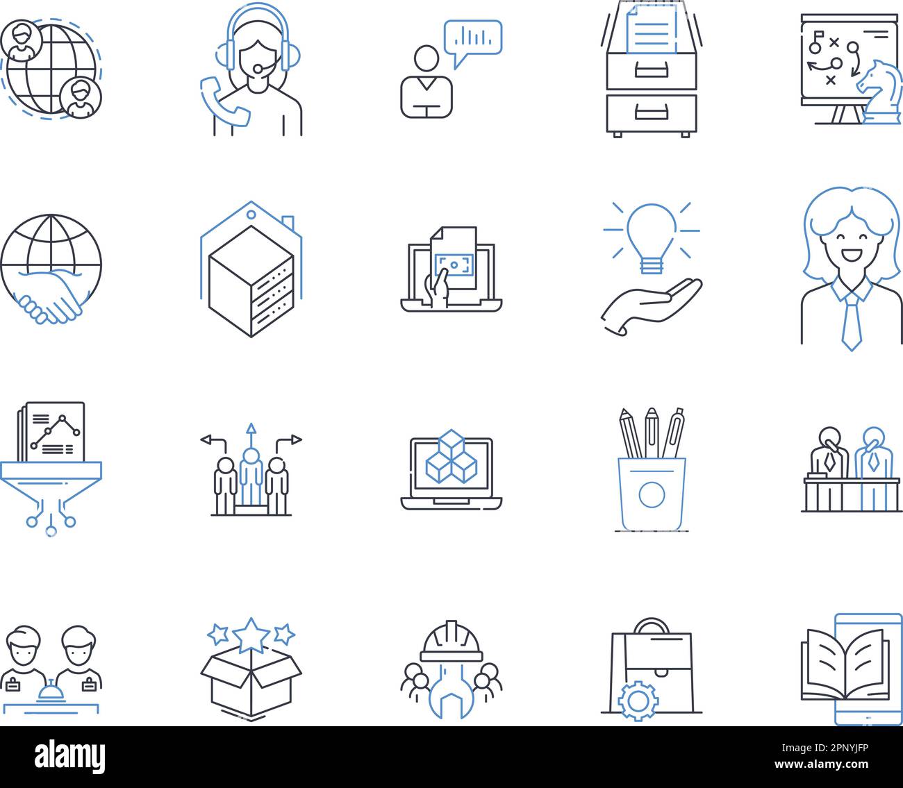 Sammlung von Liniensymbolen im Workflow-Diagramm. Grafisch, Prozess, Schritte, Fluss, Diagramm, Mapping, Visualisierungsvektor und lineare Darstellung. Entwurf, Diagramm Stock Vektor