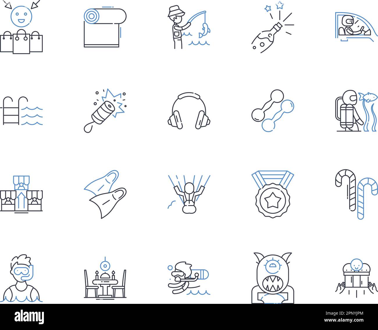 Symbolsammlung der Unterhaltungszeile. Musik, Filme, TV, Spiele, Sport, Theater, Comedy-Vektor und lineare Darstellung. Kunst, Kunsthandwerk, Malen Stock Vektor