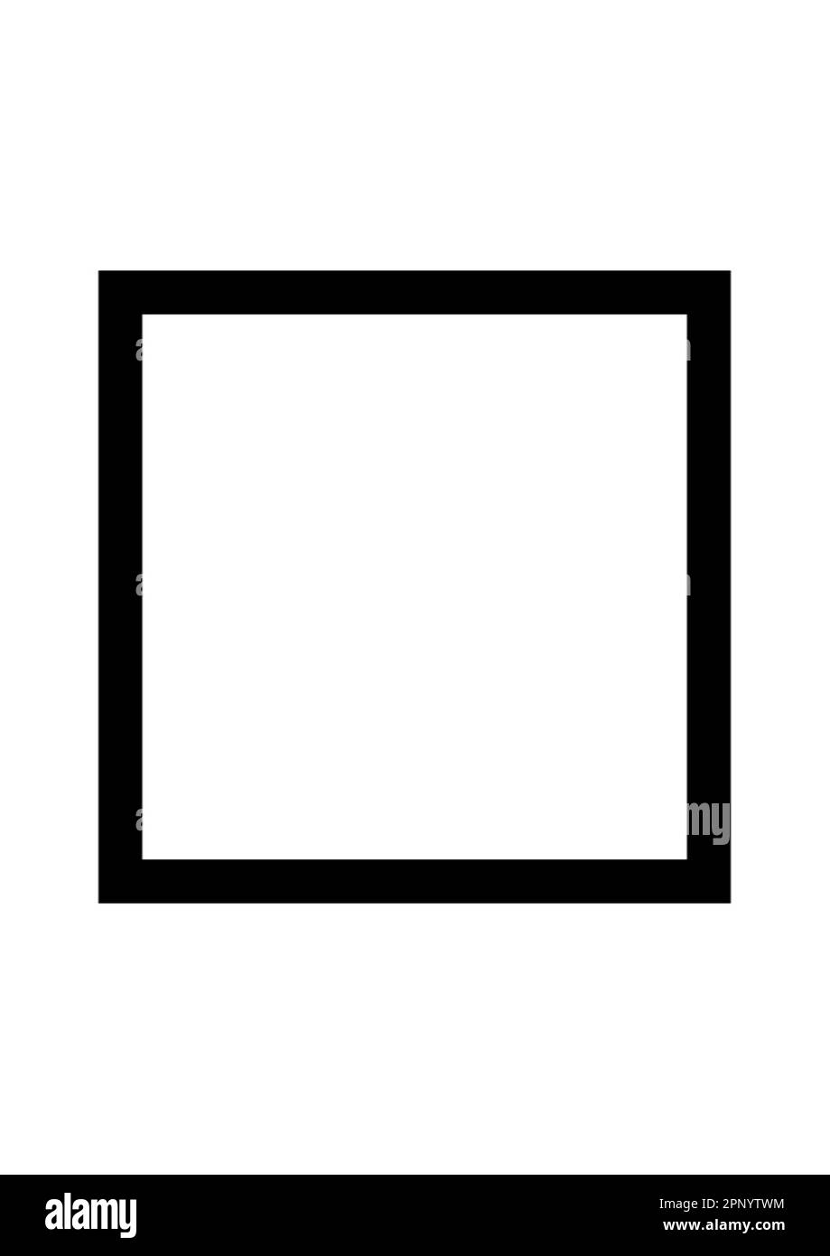 Schwarzes Quadrat auf Weiß. Das Symbol des psychologischen Mentalismusspiels mit den Buchstaben des Zener-Kreises. Stockfoto