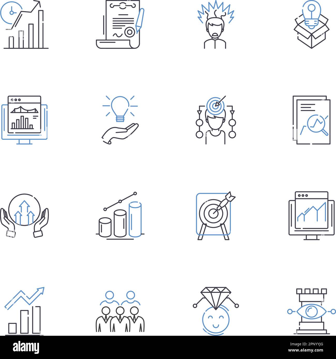 Symbolsammlung für die Aktionslinien. Strategie, Ansatz, Plan, Pfad, Methode, Verfahren, taktischer Vektor und lineare Darstellung. Option,Initiative Stock Vektor