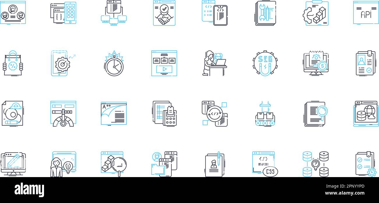 Linearer Symbolsatz für tragbare Computer. Notebook, Notebook, Ultrabook, Chromebook, Tablet, Konvertibel, Oberflächenlinienvektor und Konzeptschilder. ThinkPad Stock Vektor