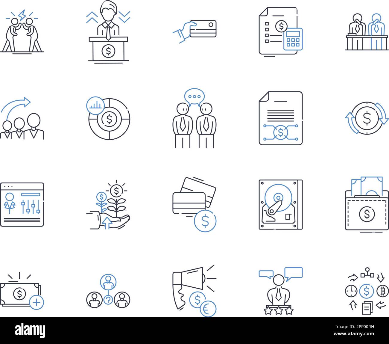 Symbolsammlung für Austauschlinien. Handel, Swap, Tausch, Transaktion, Handel, Markt, Konvertierungsvektor und lineare Darstellung. Transfer,Substitution Stock Vektor