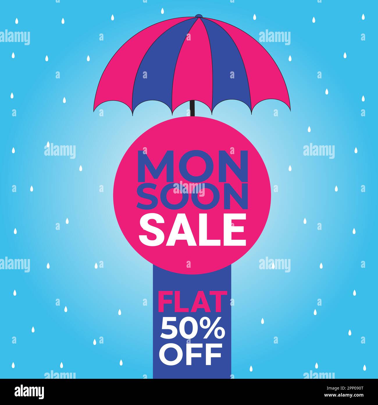 Saisonende Werbung für den Verkauf von Monsoon, Banner für den Verkauf von Monsoon Poster Banner-Design zur Verkaufsförderung Stockfoto