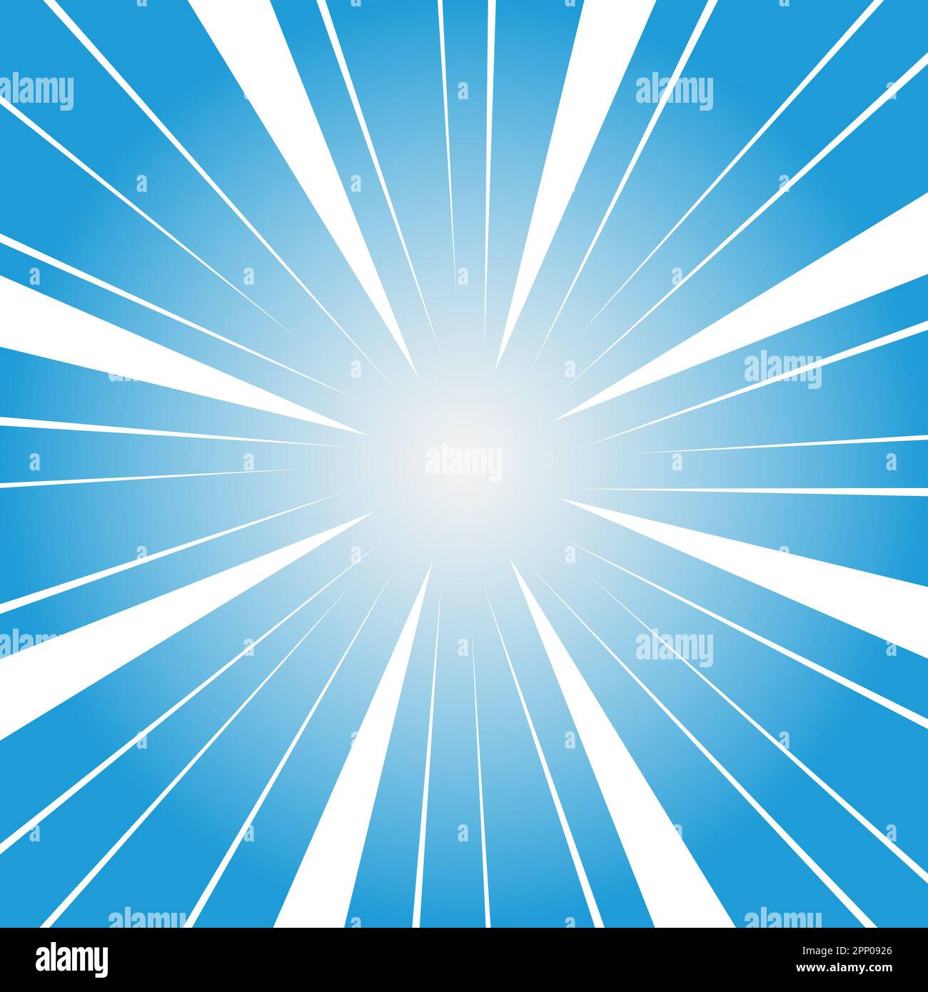 Abstrakter Sonnenstich-Hintergrund in blauer Farbe mit weißen Spitzen. Ideal für Hintergrundbilder, Comics oder kreative Designs Stockfoto