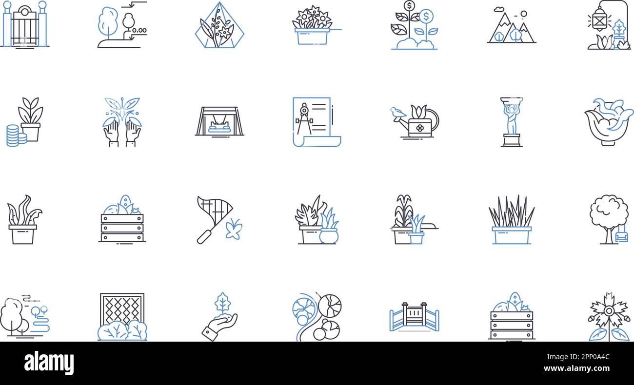 Botanical & Nature Line Icons Kollektion. Blüten, Blätter, Blüten, Stiel, Vine, Farn, Moss-Vektor und lineare Darstellung. Pinec, Seed, Sprout Umrissschilder Stock Vektor