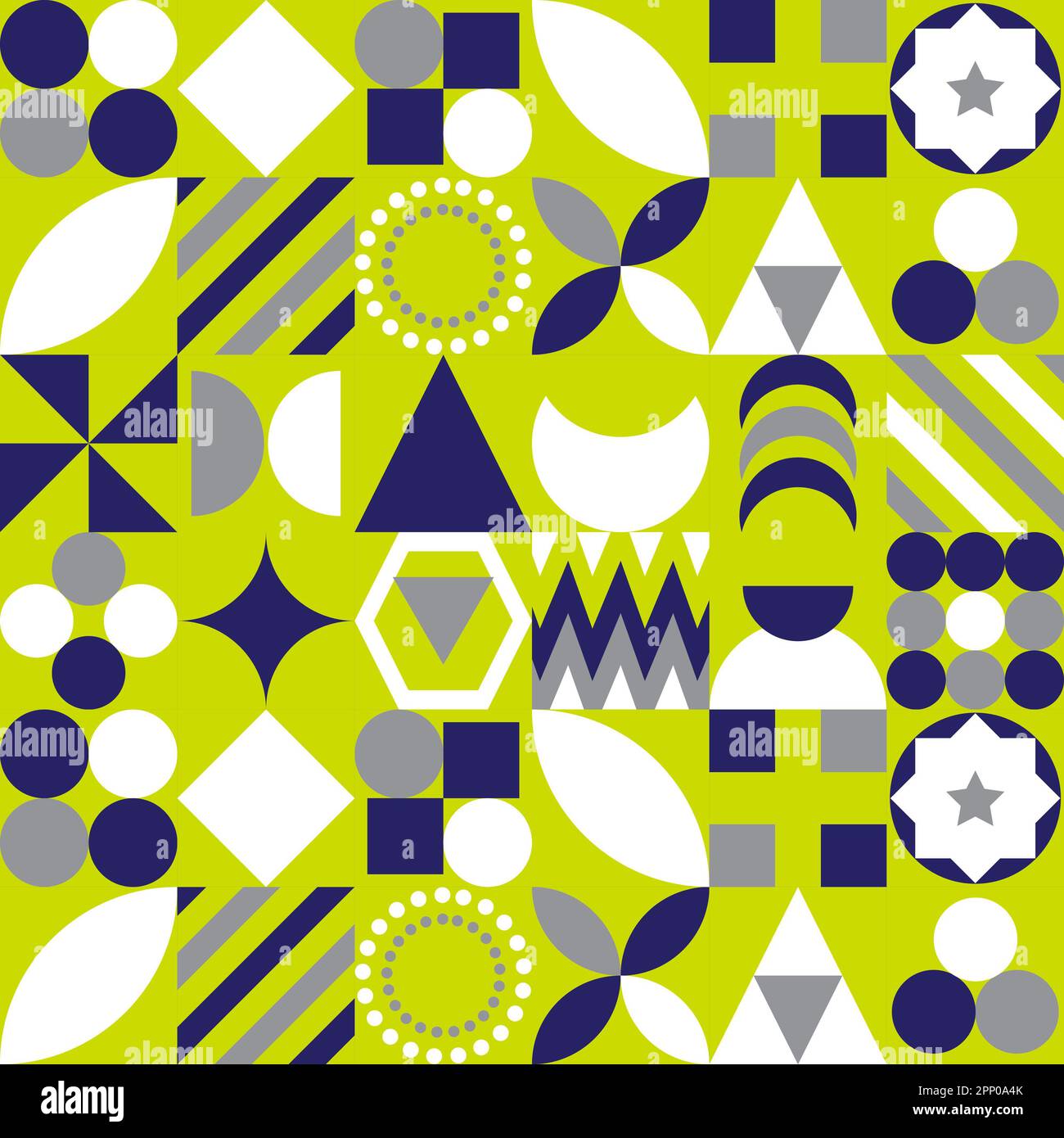 Flaches Mosaikmuster flaches, farbenfrohes Design mit geometrischen Mosaikfliesen Stockfoto
