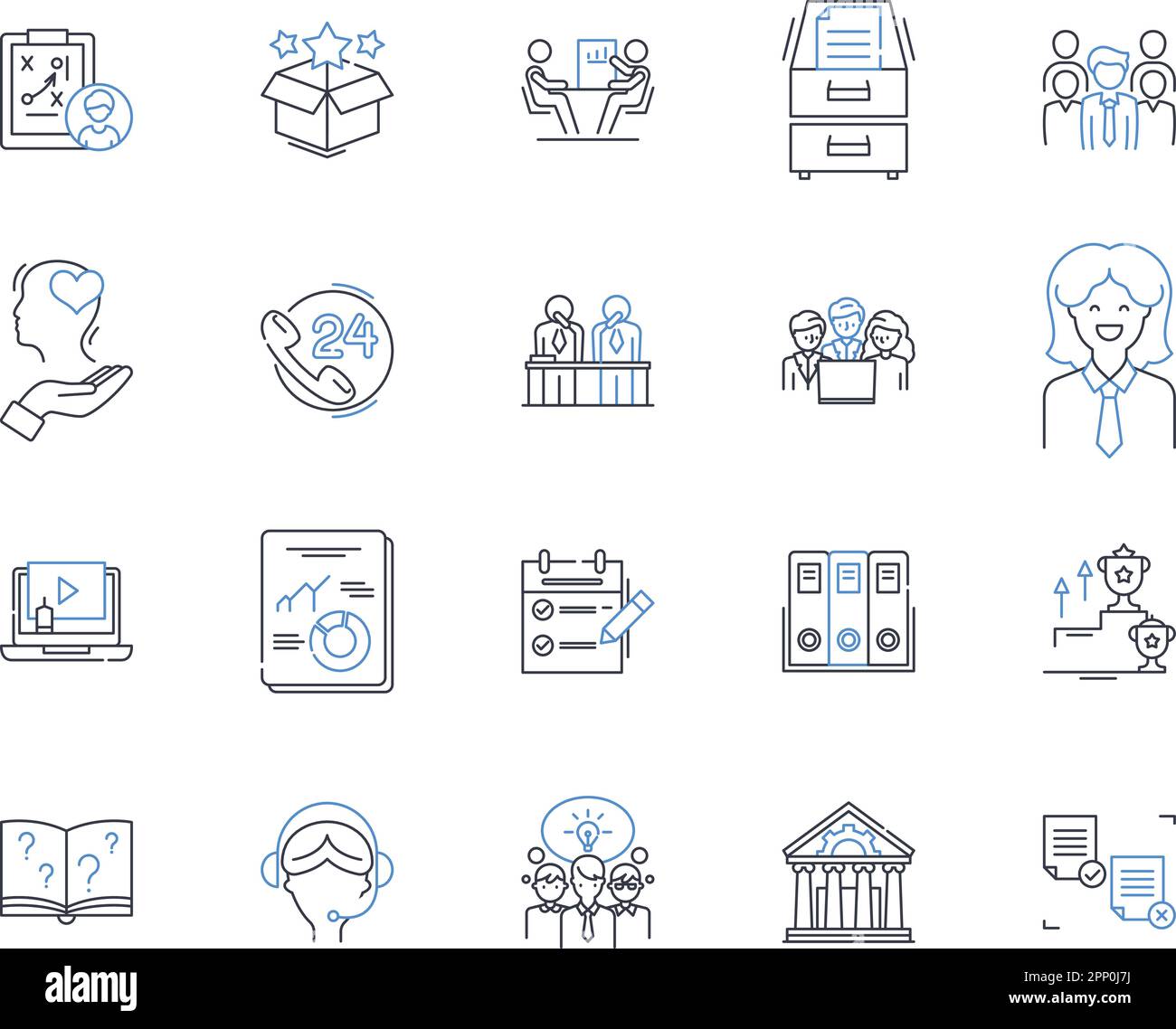 Symbolsammlung für Anlagestrategie. Allokation, Renditen, Diversifizierung, Risiko, Portfolio, Vermögen, Vermögensvektor und lineare Darstellung. Markt Stock Vektor