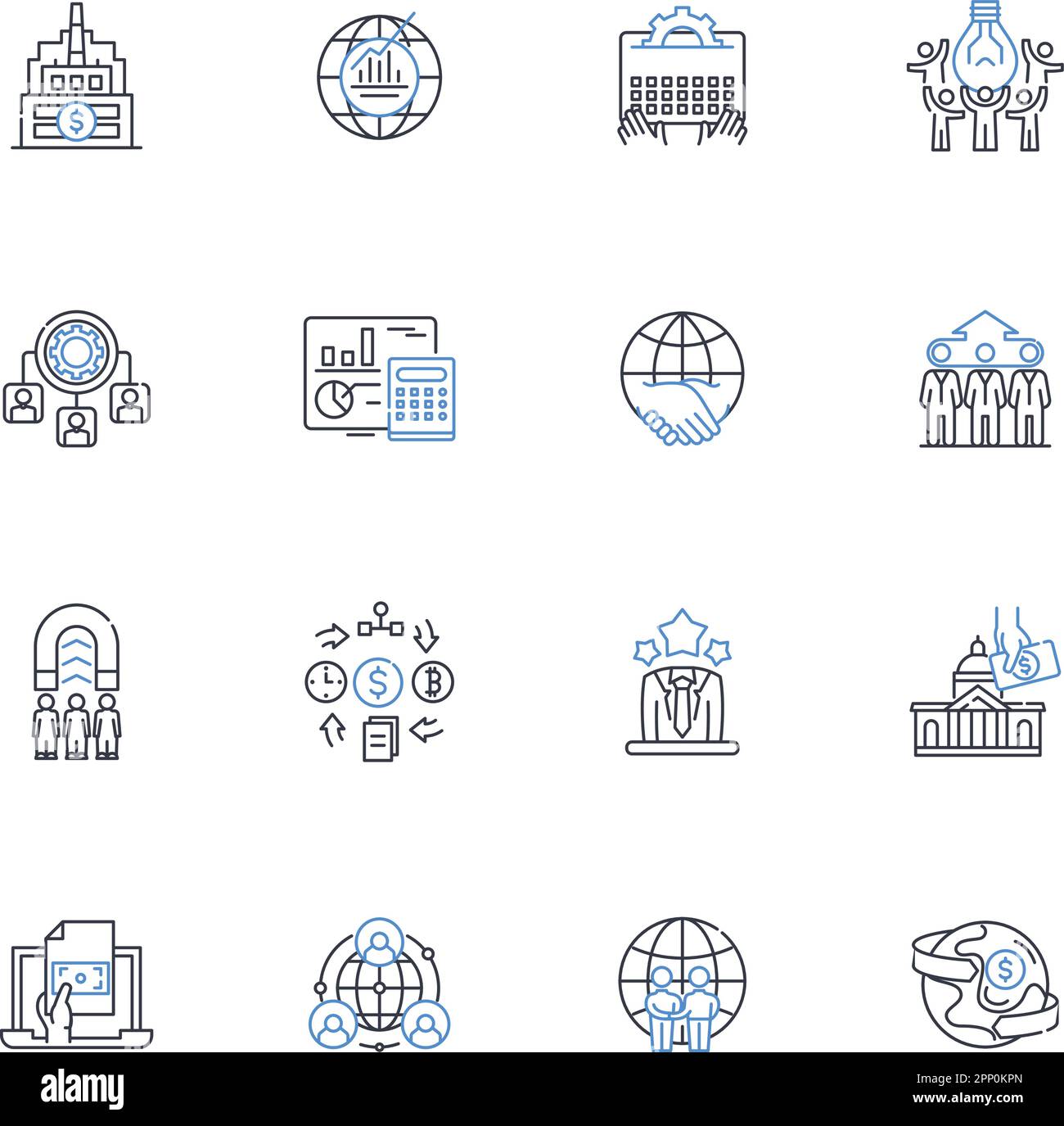 Symbolsammlung für Harmonisierungslinien. Standardisierung, Konsistenz, Einheitlichkeit, Synchronisierung, Integration, Ausrichtung, Balancevektor und linear Stock Vektor