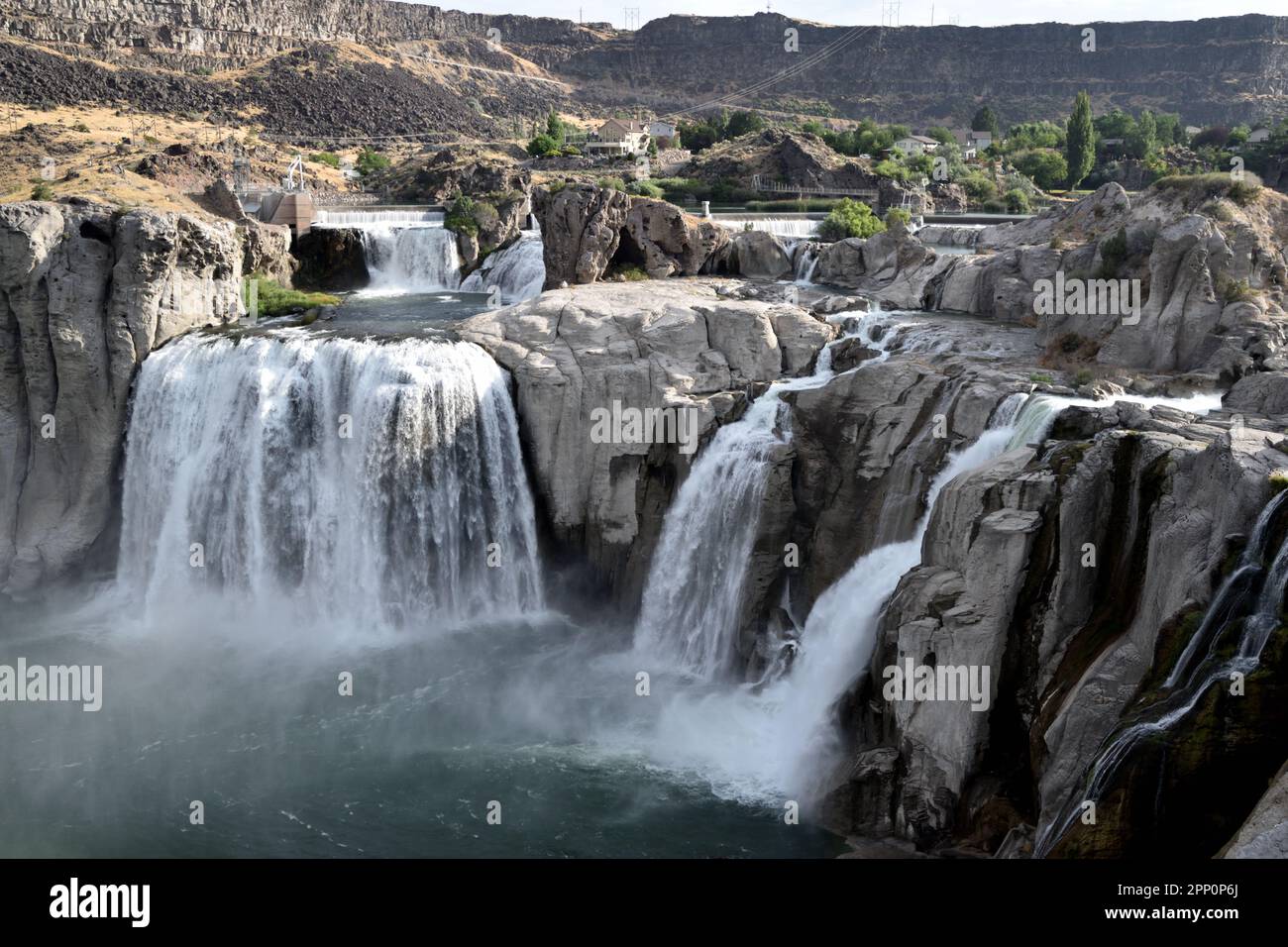 Die Shoshone Falls am Snake River in Idaho aus der Vogelperspektive. Stockfoto