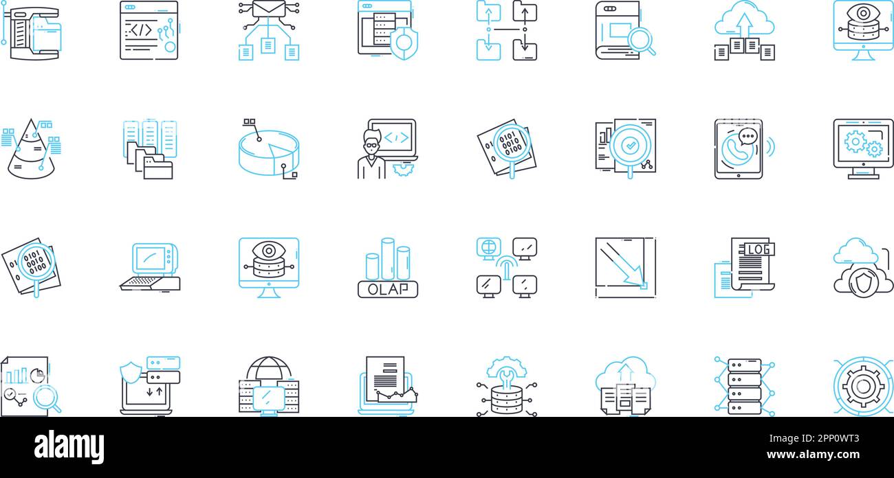 Lineare Symbole für Geschäftsprognosen festgelegt. Vorhersage, Projektionen, Prognosen, Analysen, Planung, Trends, Vektor der Risikolinie und Konzeptzeichen. Einblicke Stock Vektor