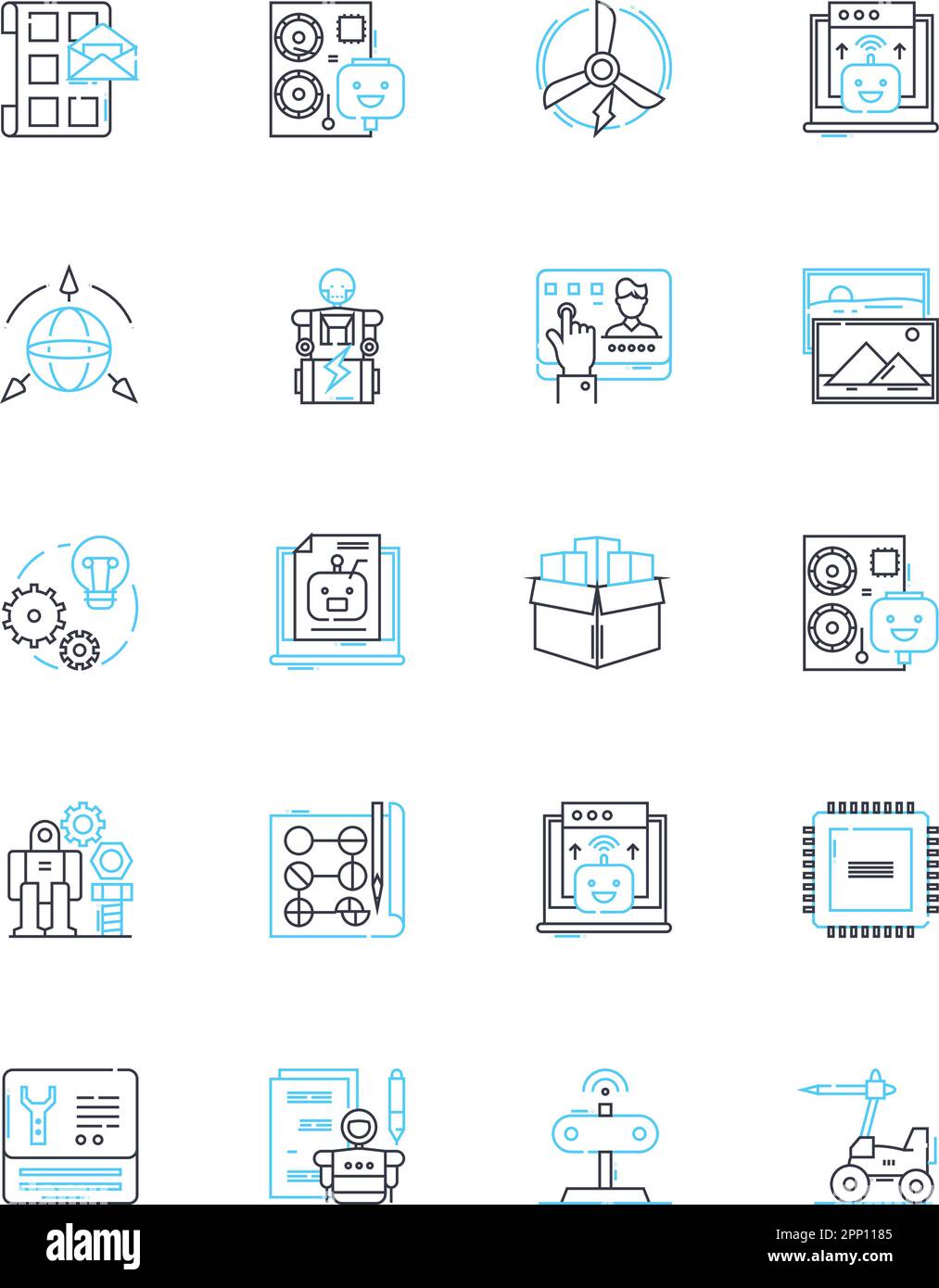 Lineare Symbole für digitales Schreiben eingestellt. Online, Tastatur, Text, Blog, Artikel, Inhalt, Zeichnungslinienvektor und Konzeptzeichen. Verfassen, Bearbeiten, Feedback Stock Vektor