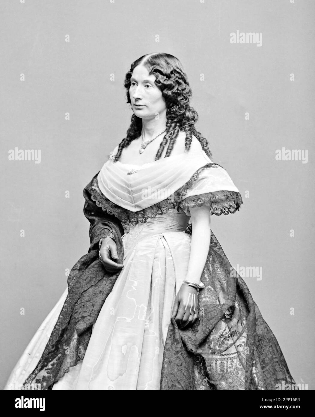 Laura Keene (1826-1873). Portrait der britischen Schauspielerin und Theatermanagerin, die berühmt ist, die Hauptdarstellerin unseres amerikanischen Cousins im Ford's Theater in Washingon DC zu sein, als Abraham Lincoln ermordet wurde. Stockfoto