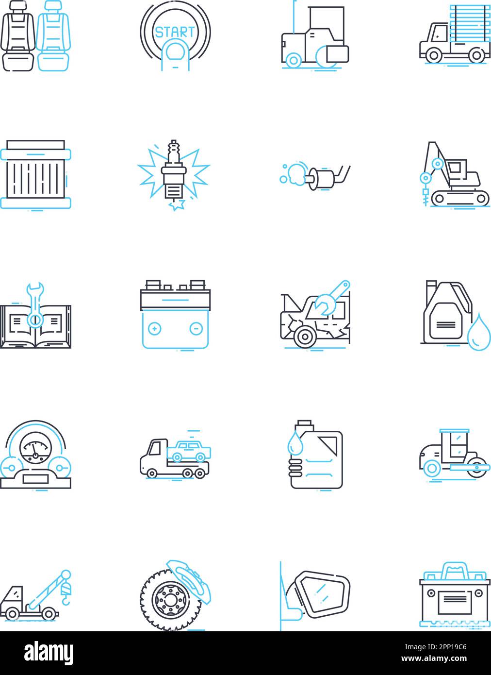 Lineare Symbole für Coupé festgelegt. Sportlich, Schlank, Aerodynamisch, Schnell, Elegant, Luxus-, Performance-Linienvektor- und Konzeptzeichen. Eleganz, Klassik, Kultcharakter Stock Vektor