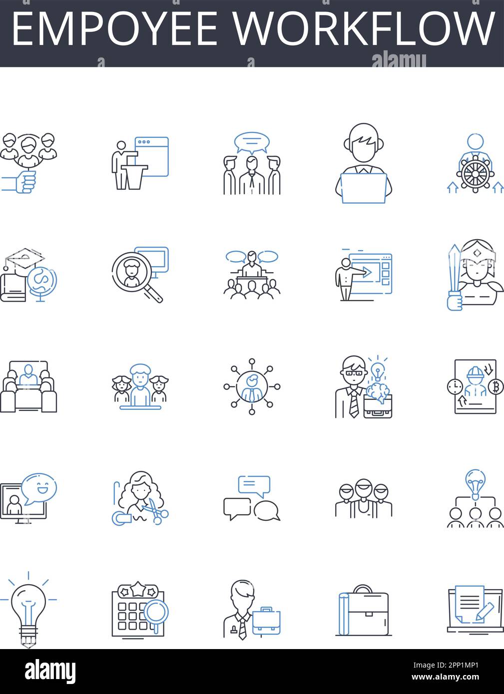 Sammlung von Symbolen für Workflow-Positionen des Bevollmächtigten. Drahtlos, Glasfaser, Nerk, Kommunikation, Satellit, Breitband, digitaler Vektor und lineare Darstellung Stock Vektor