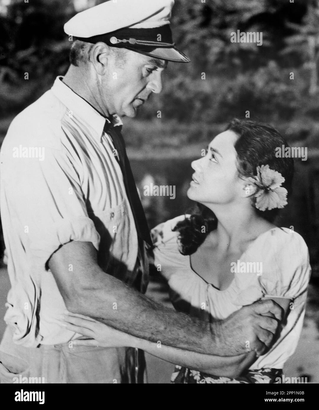 Gary Cooper, Roberta Haynes, Drehort des Films „Return to Paradise“, United Artists, 1953 Stockfoto