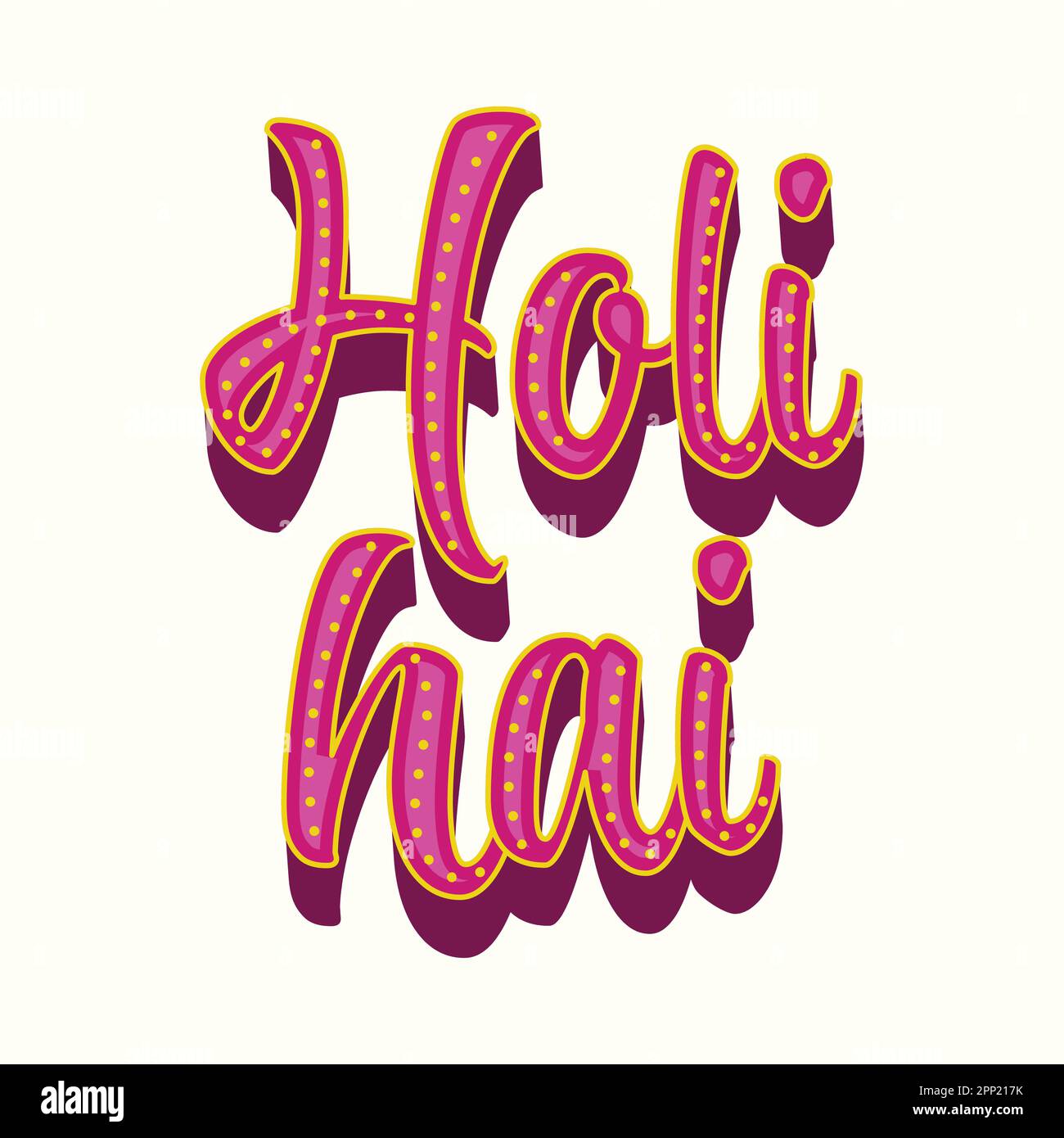 Rosa und Gelb Holi Hai (IT's Holi) Marquee Texthintergrund Stock Vektor