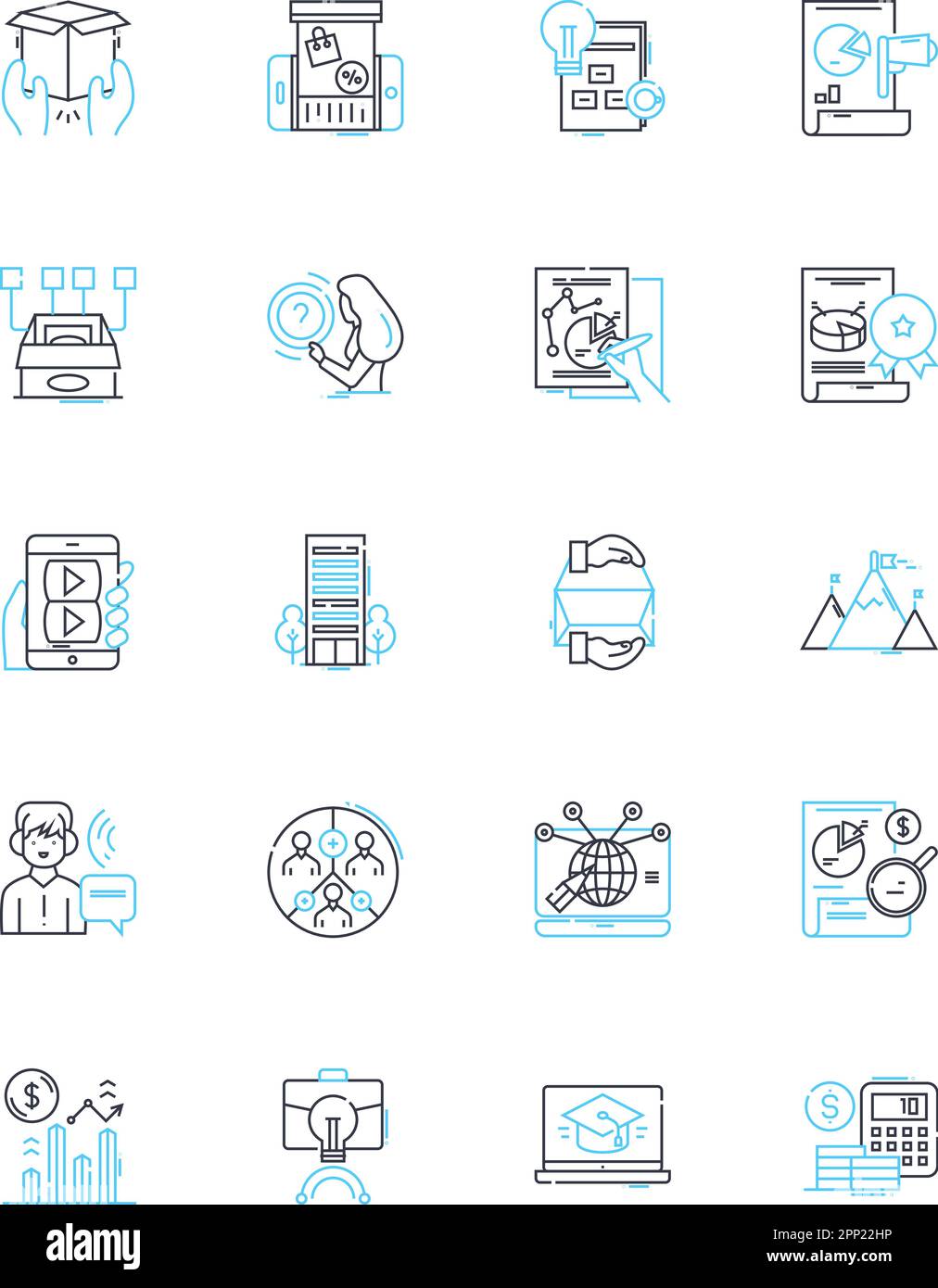 Lineare Symbole für elektronischen Text festgelegt. Digital, E-Book, Cybertext, Hypertext, Kindle, NOOK, Tablet-Linienvektor und Konzeptzeichen. PDF, eBook Reader, E Stock Vektor
