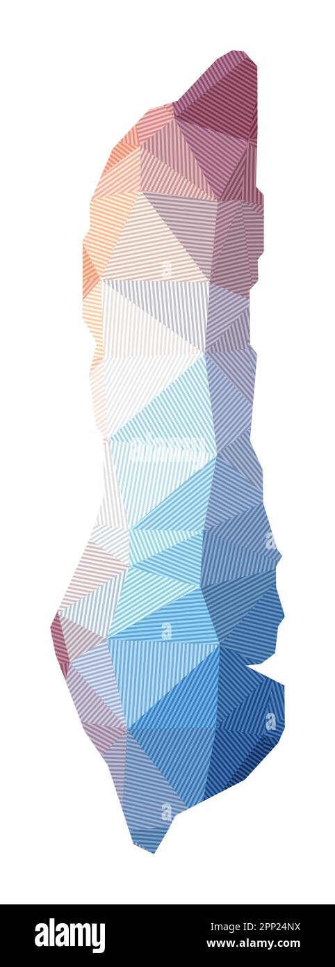 Karte von Grand Turk Island. Niedrige Poly-Illustration der Insel. Geometrisches Design mit Streifen. Technologie, Internet, Netzwerkkonzept. Stock Vektor