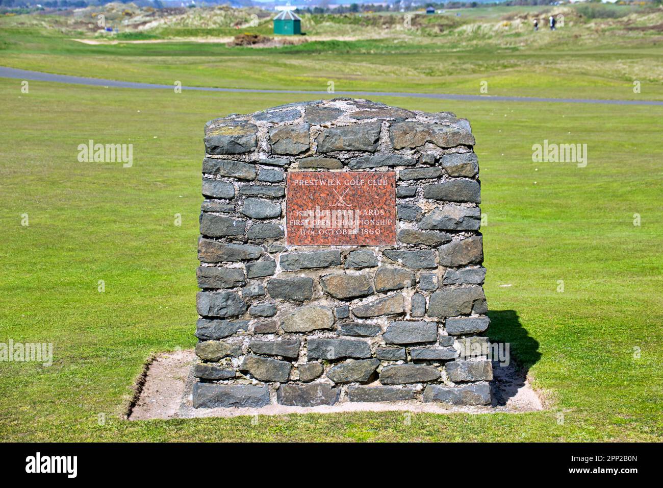 prestwick Golf Club Cairn First Hole Plaque Stockfoto
