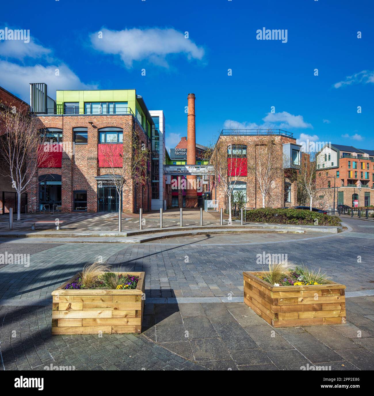 Außenansicht der Toffee Factory, Ouseburn Valley, Newcastle upon Tyne, Tyne und Wear, England, Vereinigtes Königreich Stockfoto