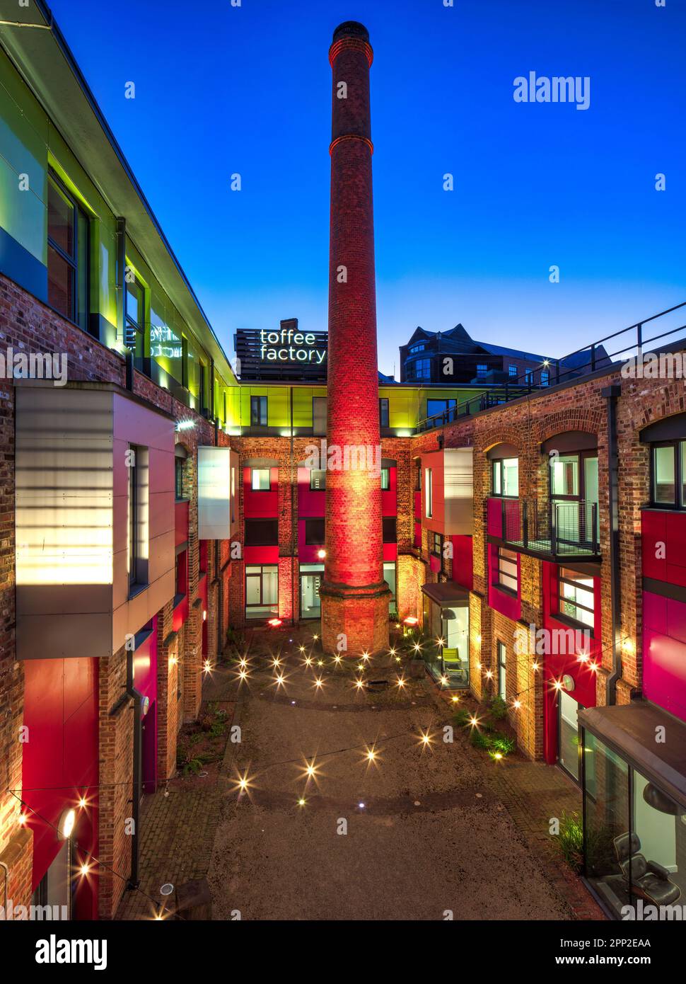 Außenansicht der Toffee Factory, Ouseburn Valley, Newcastle upon Tyne, Tyne und Wear, England, Vereinigtes Königreich Stockfoto