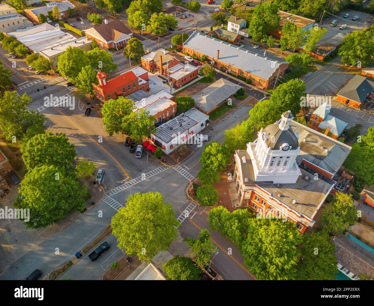 Madison, Georgia, USA, mit Blick auf das historische Stadtzentrum. Stockfoto