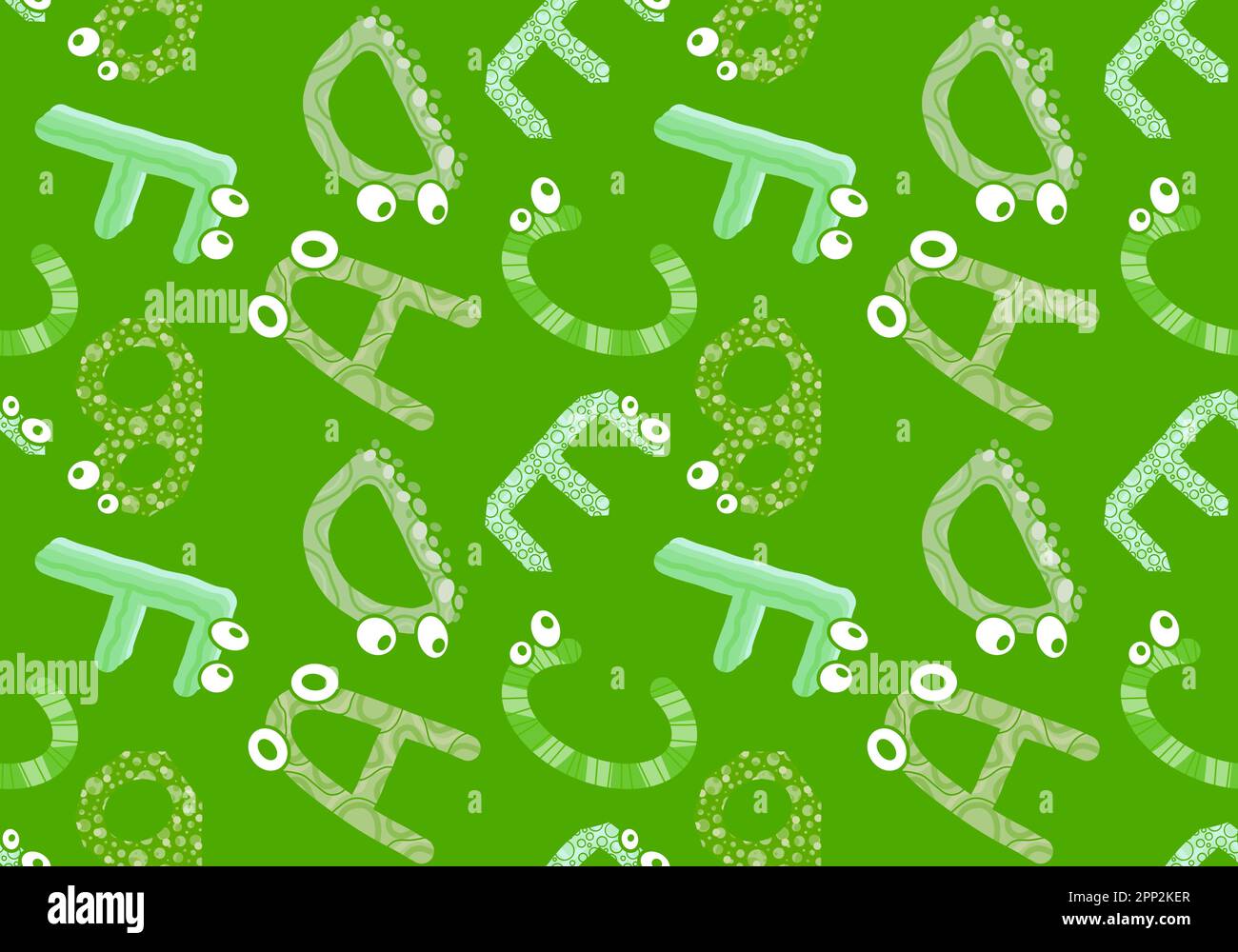 Zeichentrickfilm englische Buchstaben nahtlose Monster mit Augenmuster für Kinderbekleidung und Accessoires, Bettwäsche und Stoffe und Kindergarten-Tex Stockfoto