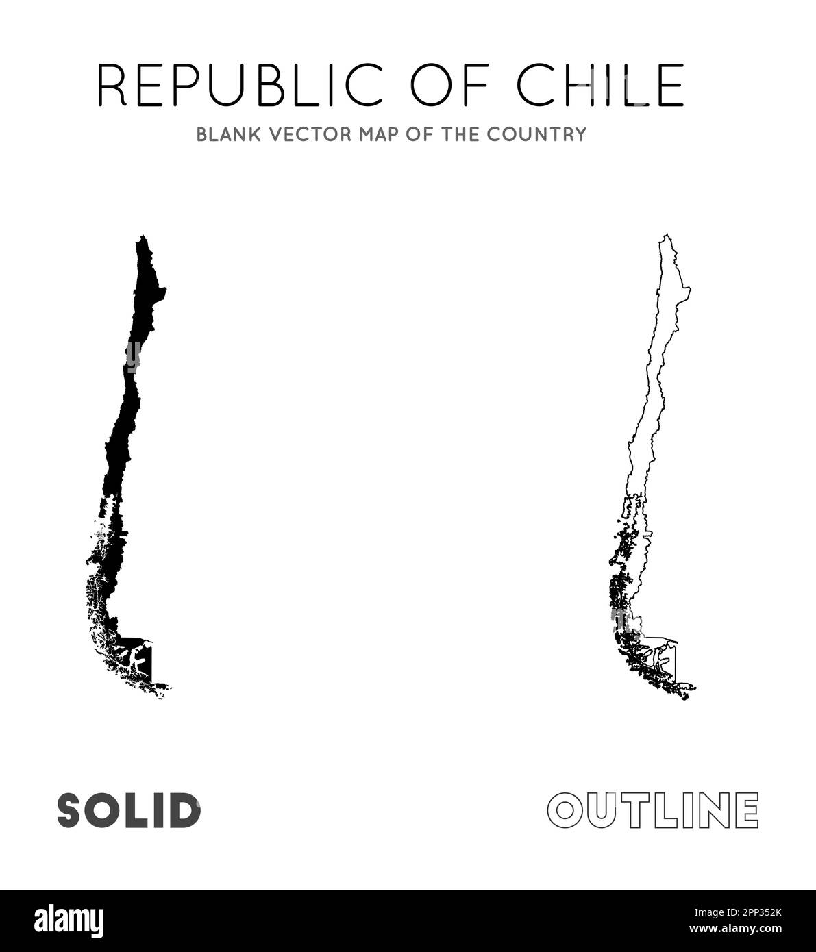 Chile Karte. Leere Vektorkarte des Landes. Grenzen von Chile für Ihre Infografik. Vektorabbildung. Stock Vektor