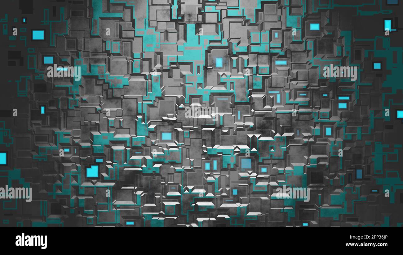 Abstrakter digitaler Neonhintergrund. 3D-Rendering. Stockfoto