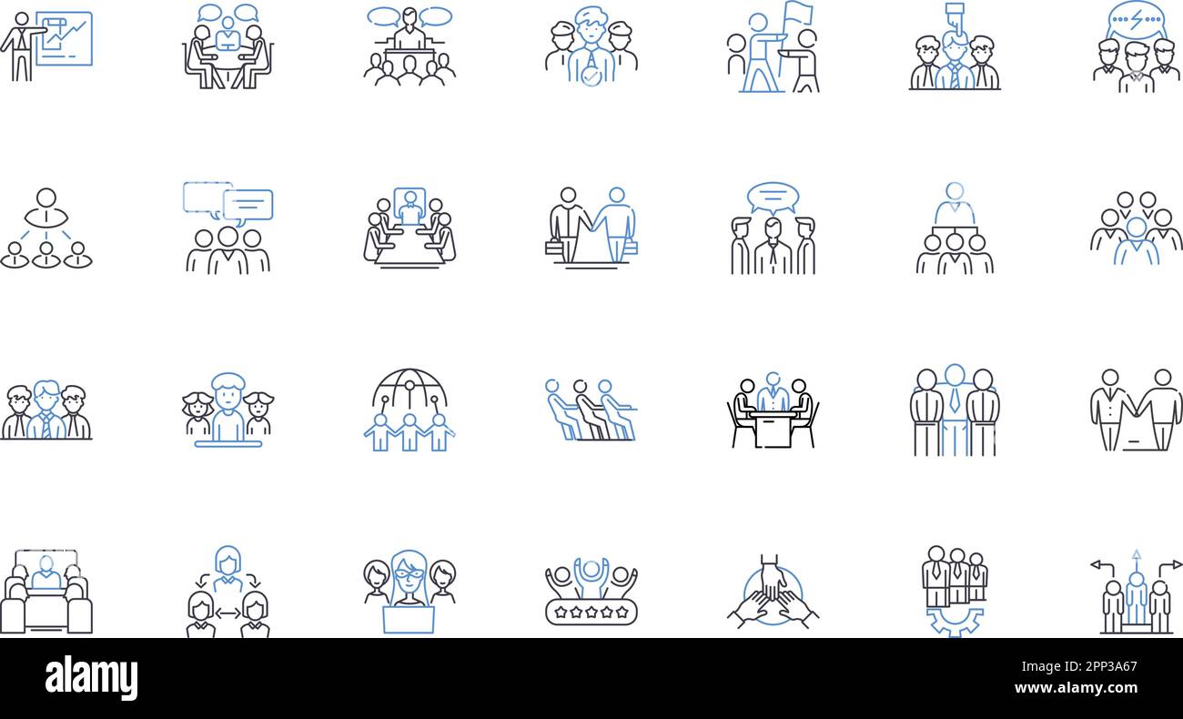 Symbolsammlung für Terminpositionen. Zeitplan, Zeit, Meeting, Arrangement, Reservierung, Konferenz, Interview-Vektor und lineare Darstellung Stock Vektor