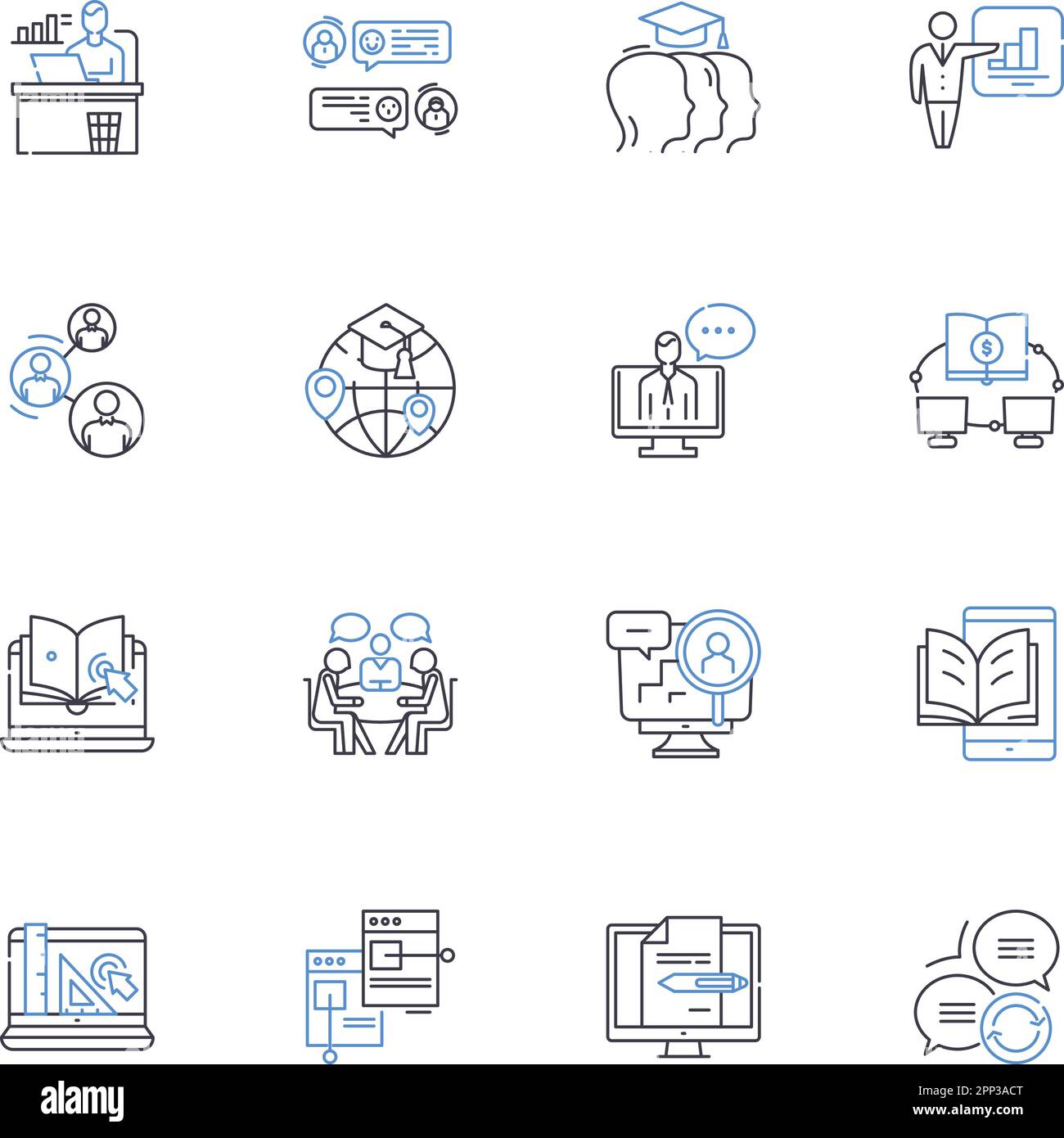 Symbolsammlung für internetbasierte Befehlszeilen. E-Learning, Webinare, Online-Kurse, Fernunterricht, virtuelle Kurse, Webbasierte Schulung Stock Vektor