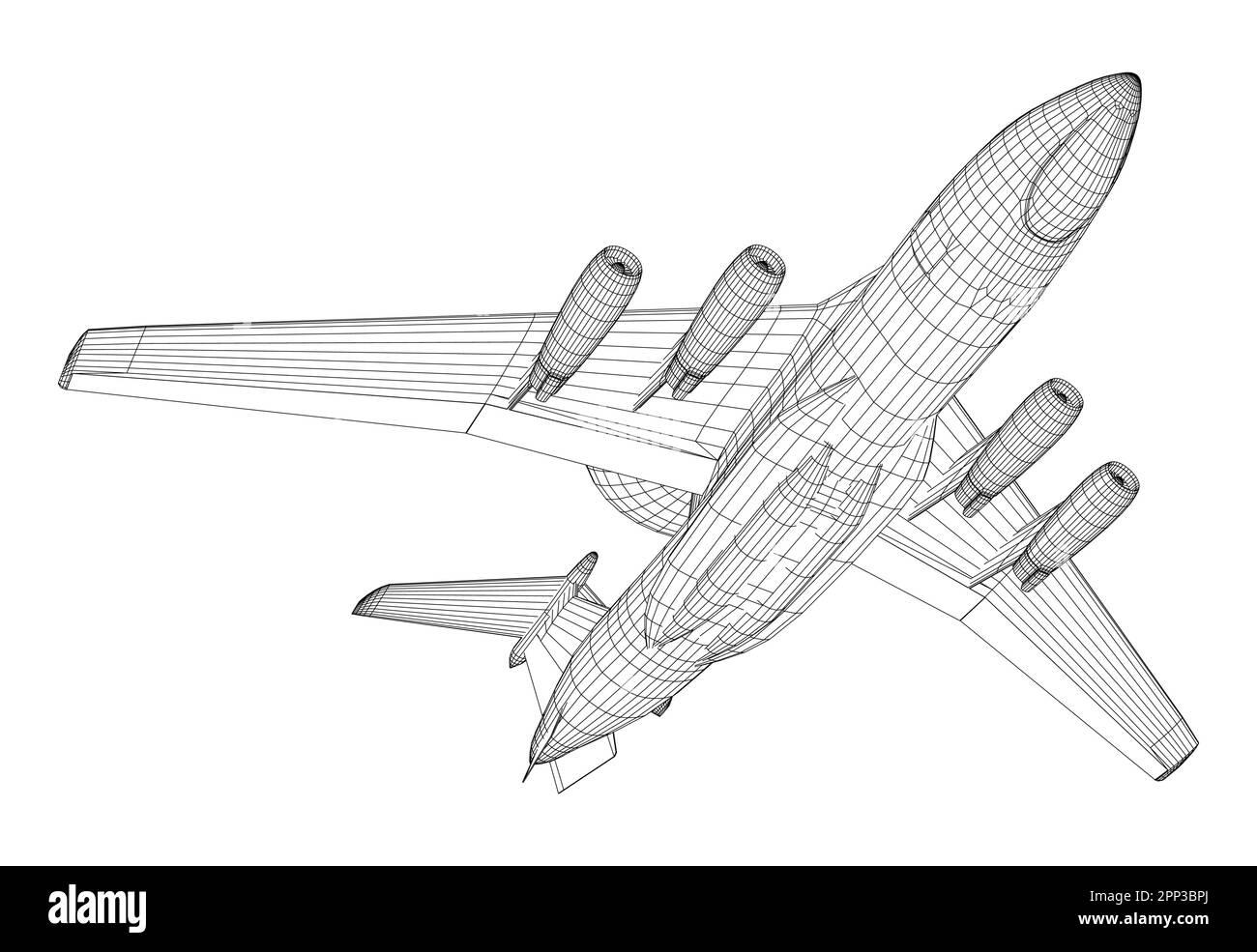 Vektorzeichnung von flugzeuggestützten Frühwarn- und Kontrollflugzeugen. Bild für Illustration und Infografiken. Vektor erstellt von 3D. Stock Vektor