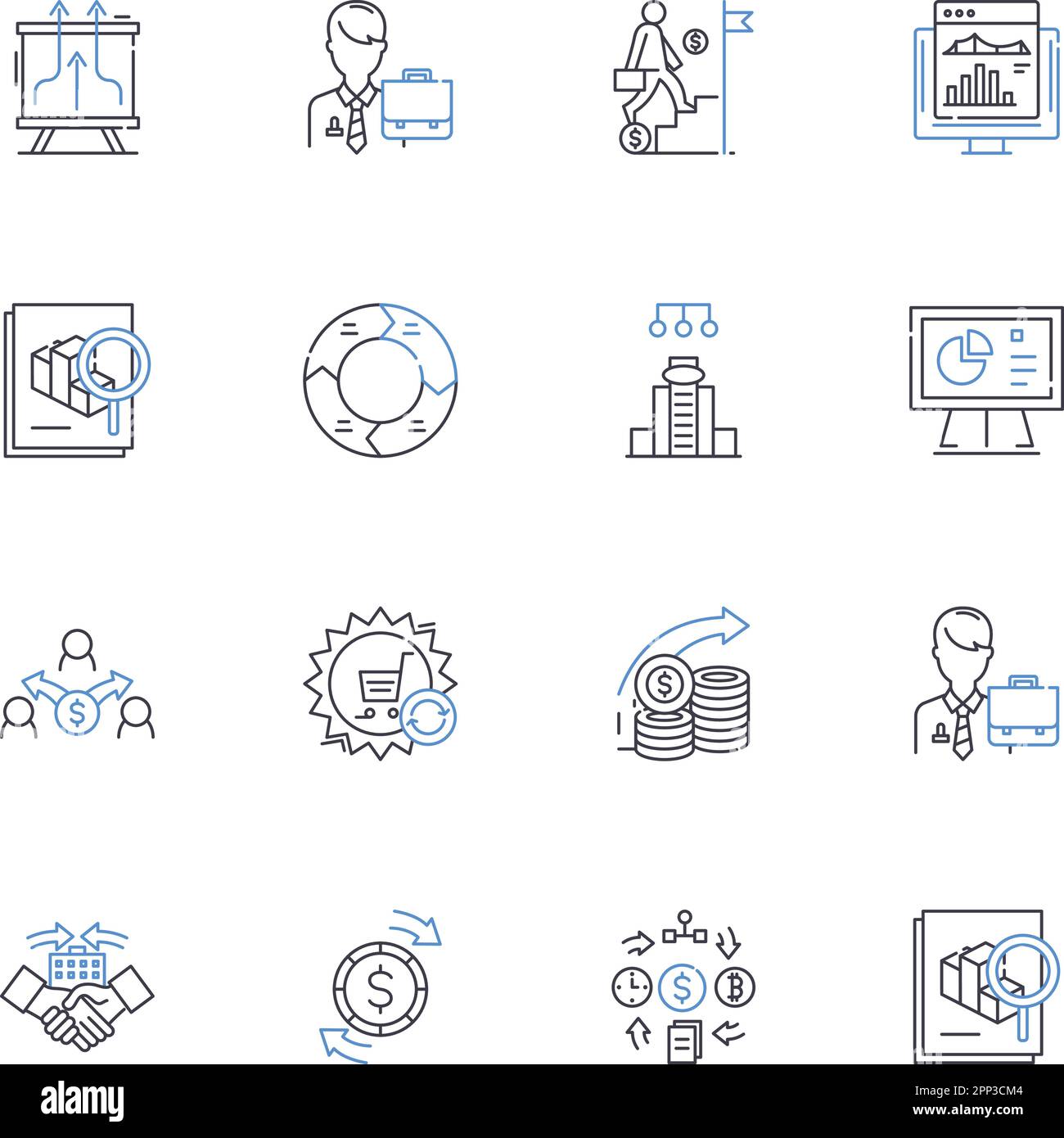 Symbolsammlung für Stakeholder Engagement Line. Kommunikation, Zusammenarbeit, Konsultation, Beteiligung, Beteiligung, Befähigung, Beziehungsvektor Stock Vektor