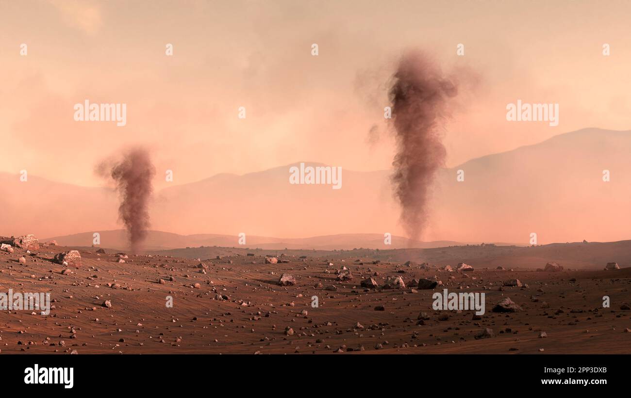 Dust Devils auf dem Planeten Mars Stockfoto