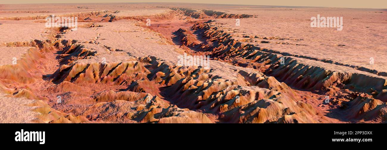 Panorama-Kunstwerke eines Marsschluchten Stockfoto