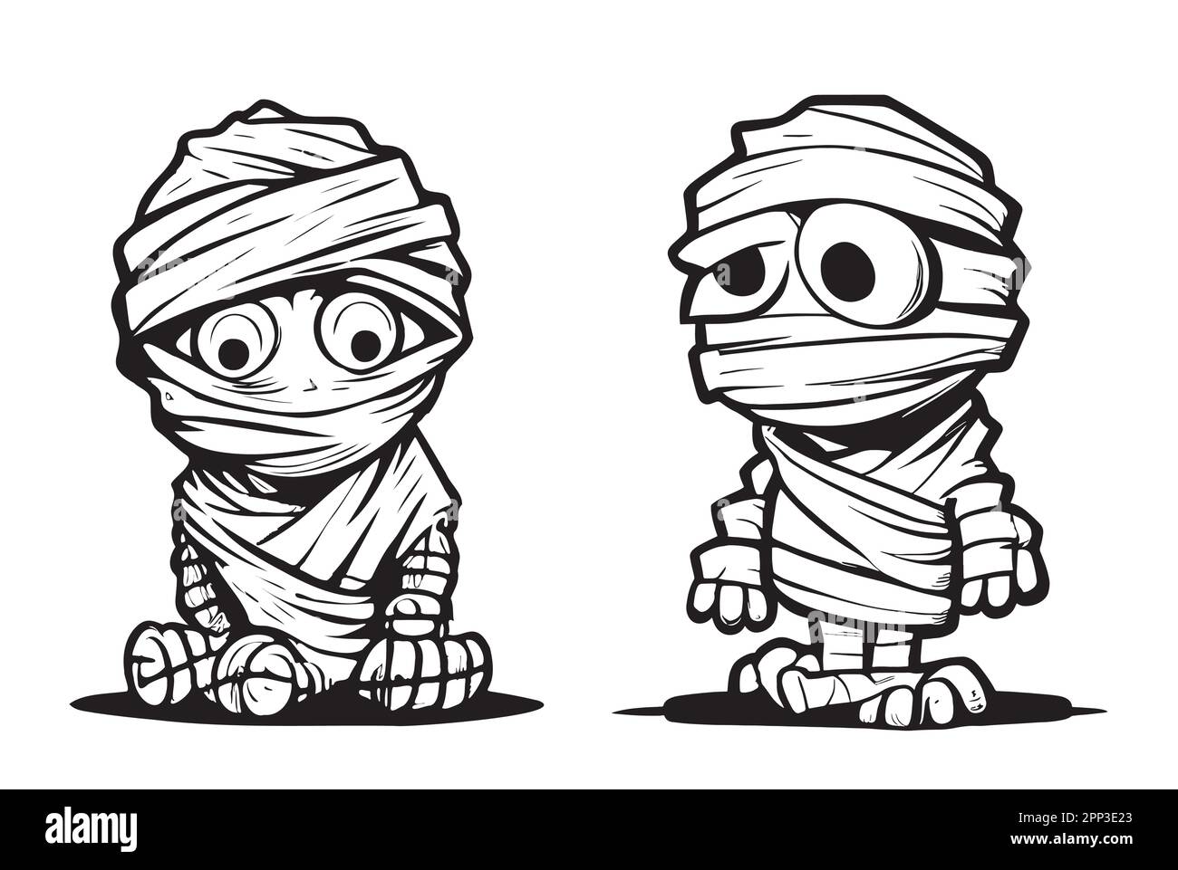 Mummy halloween-Zeichentrickfilm, handgezeichnet Stock Vektor