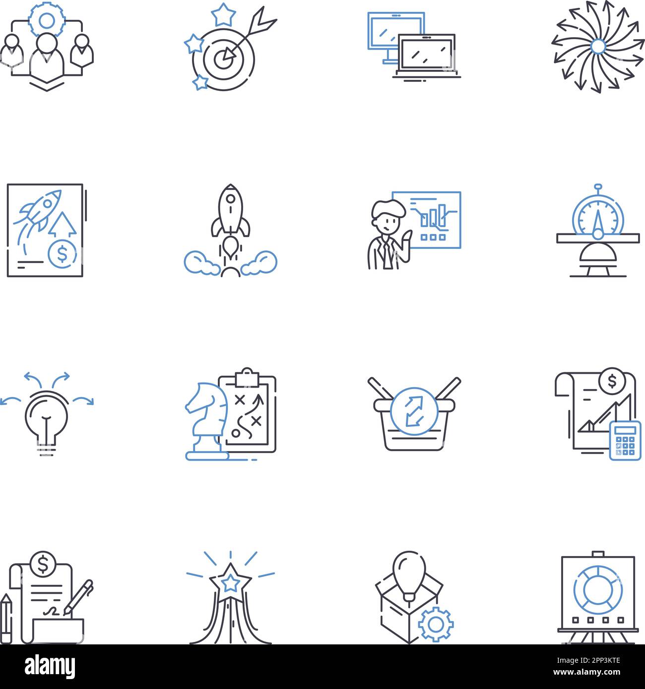 Schema der Symbolsammlung der Aktionszeile. Strategie, Plan, Blueprint