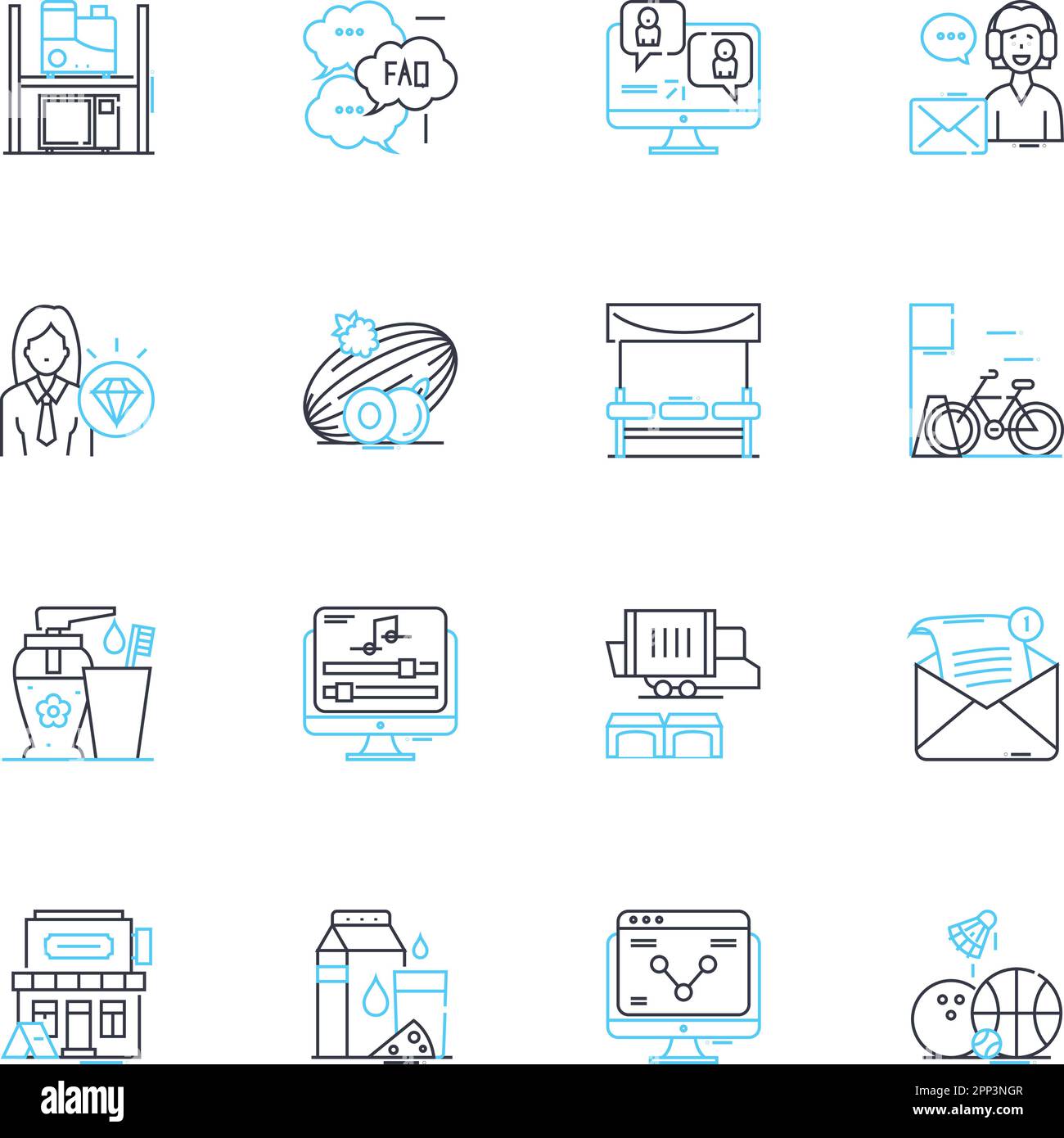 Elektronische Hilfsmittel für lineare Symbolsätze. Siri, Alexa, Google, Cortana, Bixby, Assistent, Assistenzlinienvektor und Konzeptzeichen. Echo, Smartwatch Stock Vektor