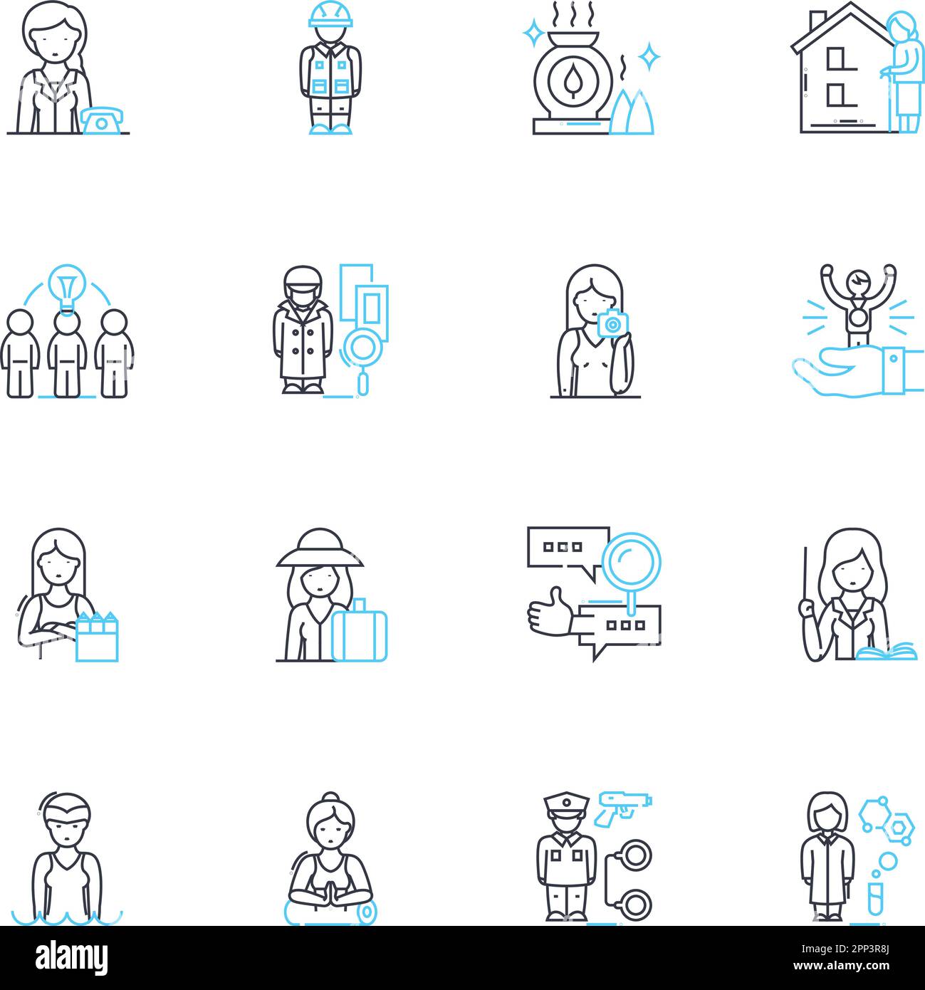 Linearer Symbolsatz für Self-Marketing. Branding, Nerking, Werbeaktion, Werbung, Personalisierung, Markenidentität, Vektor der Marketingstrategie und Stock Vektor