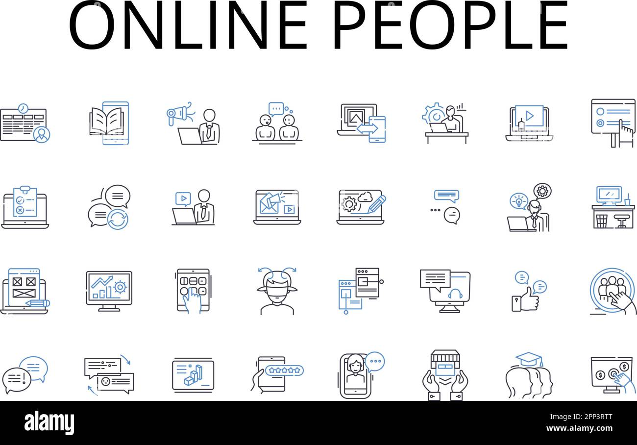 Online-Symbolsammlung für Personen. Digitale Bürger, Internetnutzer, Cyber Populace, Webpublikum, Virtuelle Community, Netistische, Online-Leute-Vektor Stock Vektor