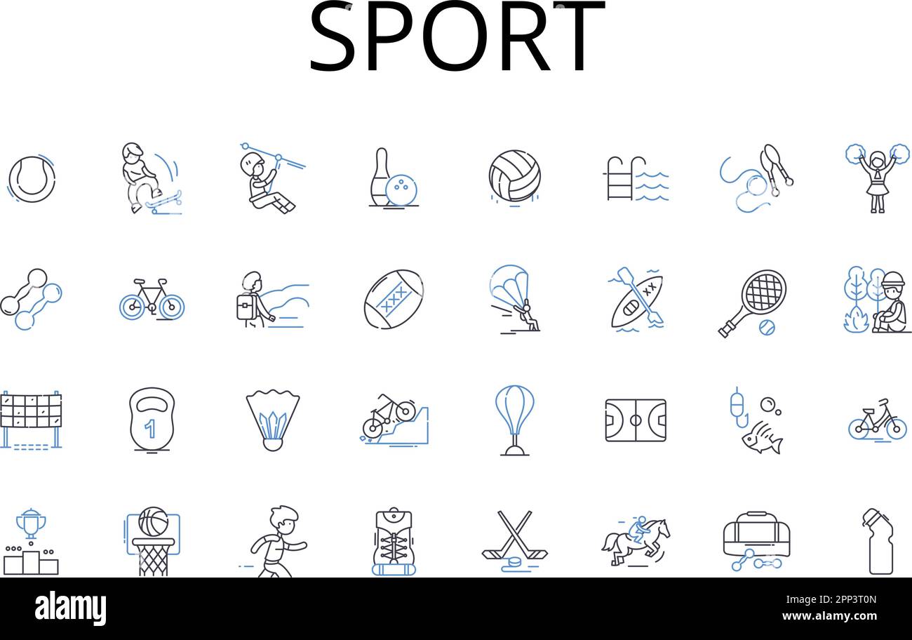 Sport Line Icons Kollektion. Fitness, Leichtathletik, Erholung, Übung, Training, Training, Gymnastik-Vektor und lineare Darstellung. Körperliche Aktivität Stock Vektor