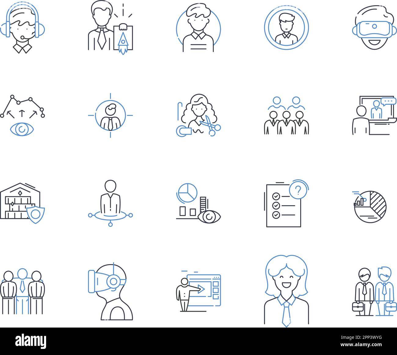 Icons-Kollektion der Branche. Fertigung, Bauwesen, Textilien, Landwirtschaft, Energie, Automobil, Luft- und Raumfahrt Vektor und lineare Darstellung Stock Vektor