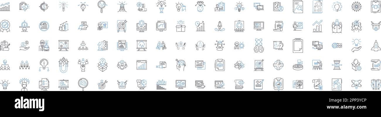 Tactic Line Icons Kollektion. Strategie, Spielplan, Manöver, Plan, Ansatz, Technik, Angriffsvektor und lineare Darstellung. Aktionsplan Stock Vektor