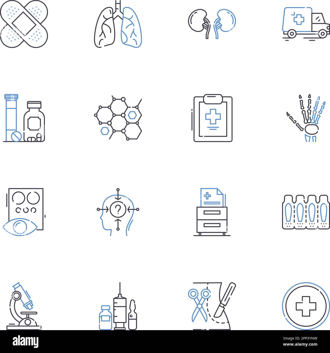 Sammlung der Herzliniensymbole. Herzschlag, Arrhythmie, Echokardiogramm, Blutdruck, Elektrokardiogramm, Myokardinfarkt, Angioplastie Stock Vektor