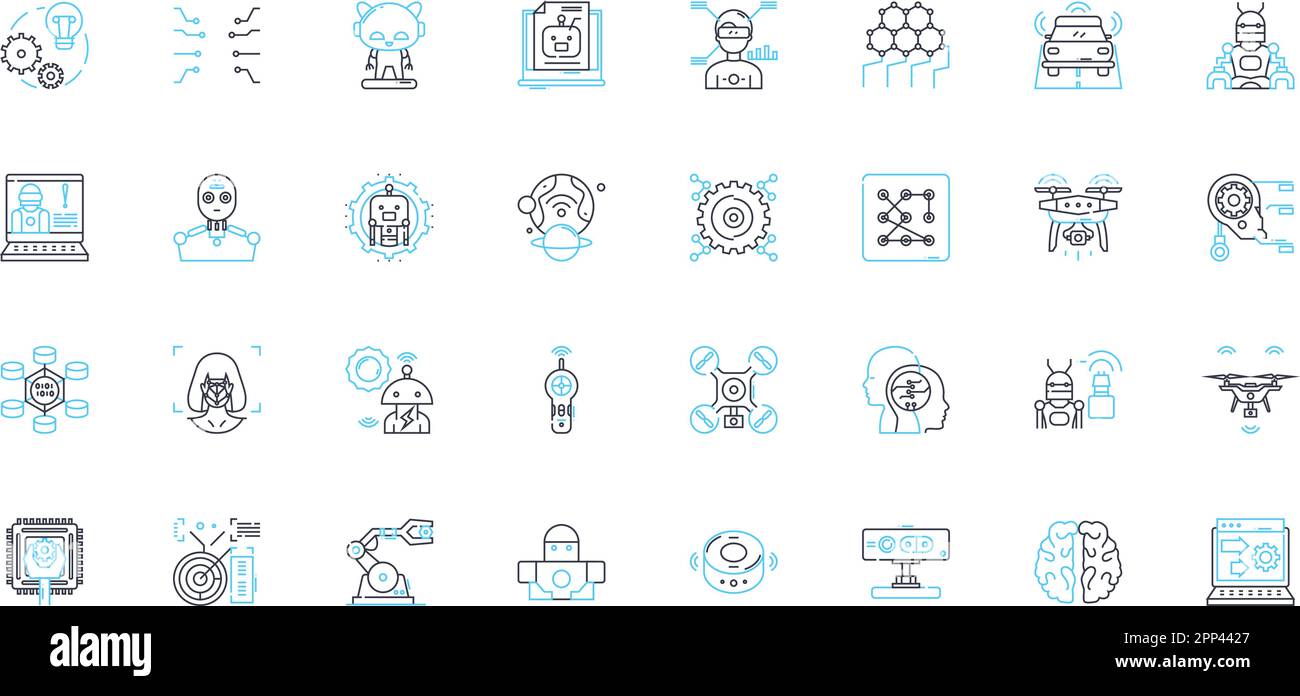 Lineare Symbole für Digital Fabrication eingestellt. D-Druck, Laserschneiden, CNC-Fräsen, Additive Fertigung, Rapid Prototyping, Fusionierte Ablagerungsmodellierung Stock Vektor